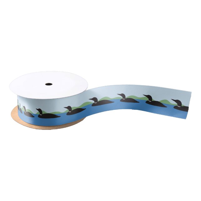 Loon design satin ribbon (Spool)
