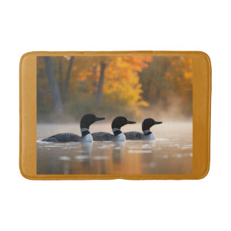 Loon Family in Autumn Bath Mat