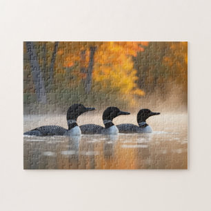 Loon Family in Autumn Jigsaw Puzzle