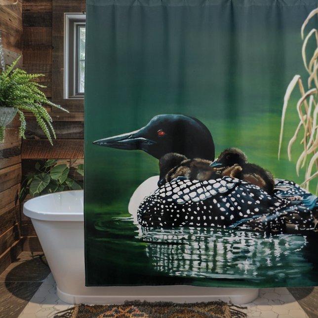 Loon Family Outing Shower Curtain (Creator Uploaded)