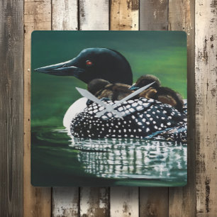 Loon Family Outing Square Wall Clock
