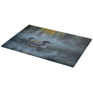 Loon Family Painting Cutting Board
