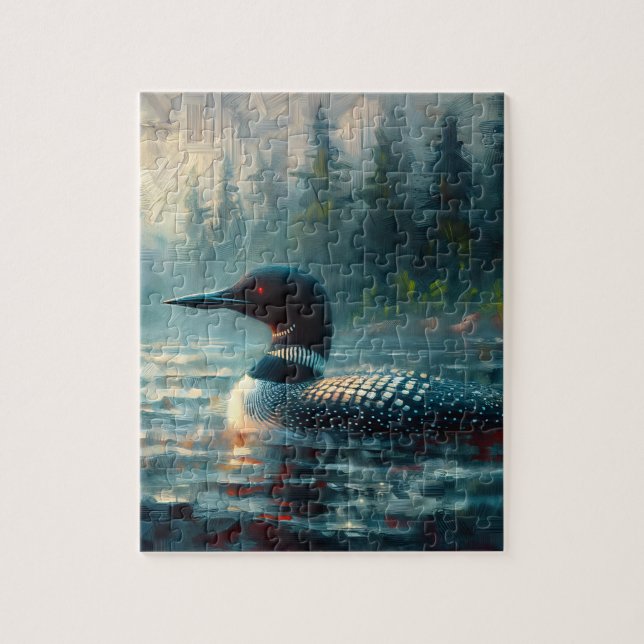 Loon Gliding on Lake Moody Art Jigsaw Puzzle (Vertical)