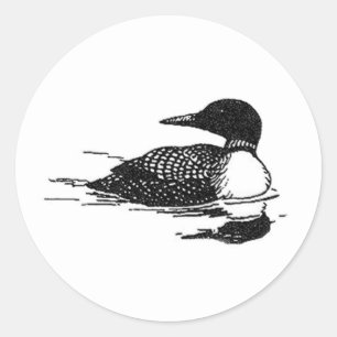 Loon Line Art Classic Round Sticker
