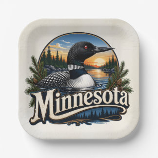 Loon Minnesota State Bird Paper Plate