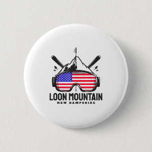 Loon mountain new hampshire usa ski retro skiing  6 cm round badge