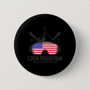 Loon Mountain New Hampshire Usa Ski Retro Skiing 6 Cm Round Badge