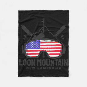 Loon Mountain New Hampshire Usa Ski Retro Skiing Fleece Blanket