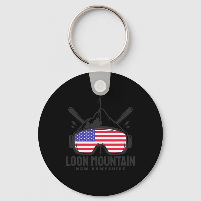 Loon Mountain New Hampshire Usa Ski Retro Skiing  Key Ring (Front)