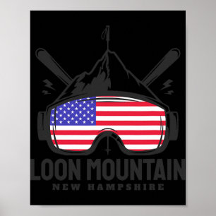 Loon Mountain New Hampshire Usa Ski Retro Skiing  Poster