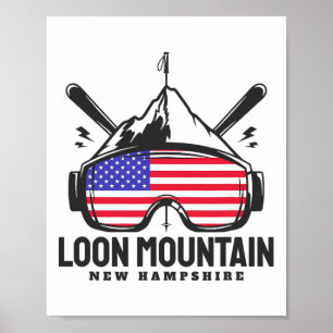 Loon Mountain New Hampshire Usa Ski Retro Skiing Poster