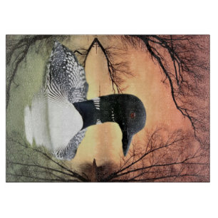 Loon On Lake Loon Reflections Call Of The Loon Cutting Board