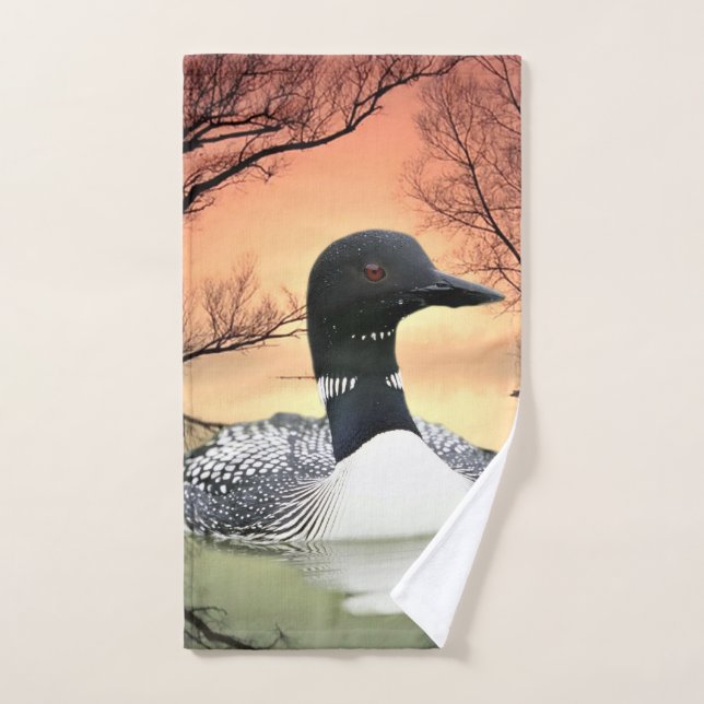 Loon On Lake Loon Reflections Call Of The Loon Hand Towel (Hand Towel)