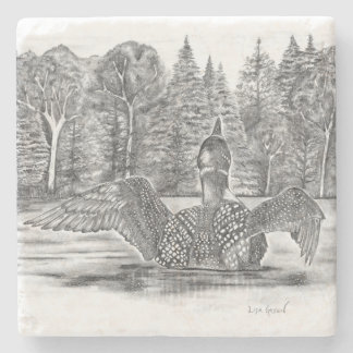 Loon on Lake Stone Coaster