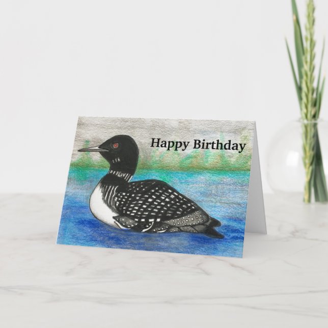 Loon Painting Colourful Northern Watercolor Card (Front)