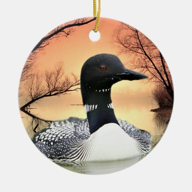 Loon Reflections Ceramic Tree Decoration (Front)