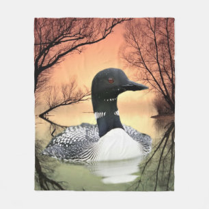 Loon Reflections Fleece Blanket