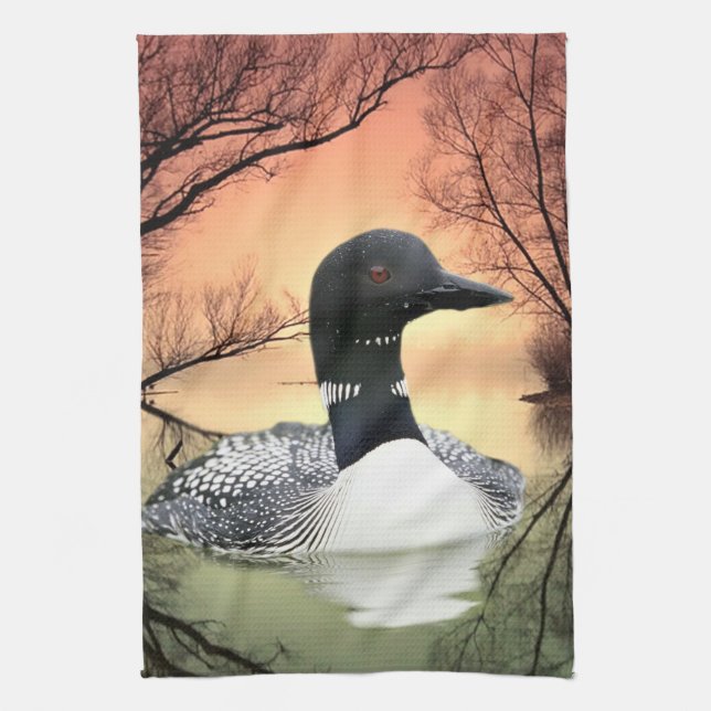 Loon Reflections Tea Towel (Vertical)