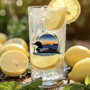 Loon Sunset Blue Glass