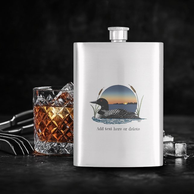Loon Sunset Blue Hip Flask (Creator Uploaded)