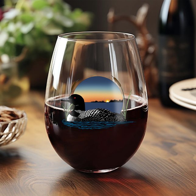 Loon Sunset Blue Stemless Wine Glass (Creator Uploaded)