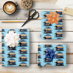Loon Sunset Blue Wrapping Paper Sheet
