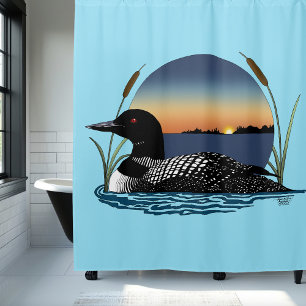 Loon Sunset Shower Curtain