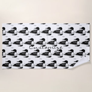 Loon Swimming Bird Art Thunder_Cove Beach Towel