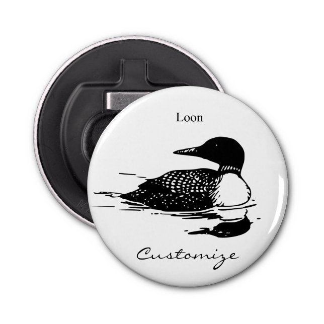 Loon Swimming Bird Art Thunder_Cove Bottle Opener (Front)