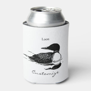 Loon Swimming Bird Art Thunder_Cove Can Cooler