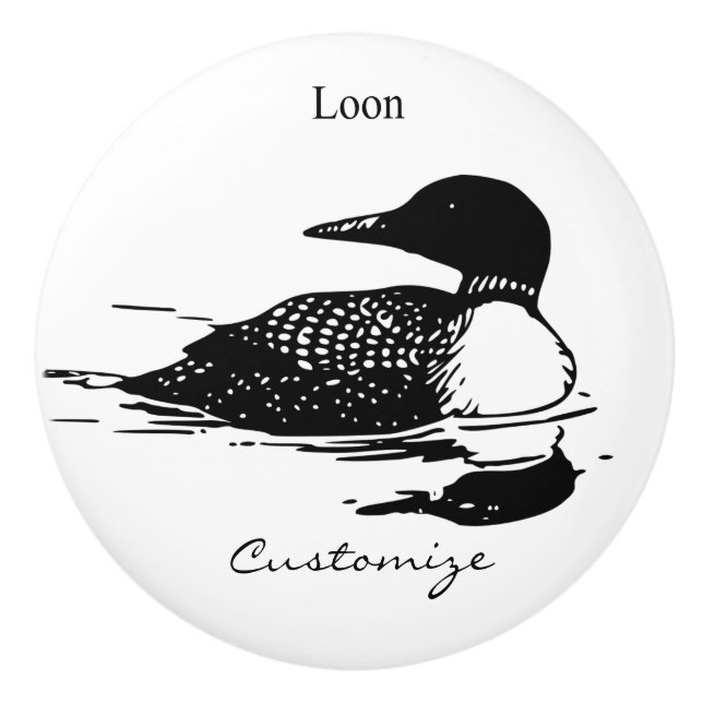 Loon Swimming Bird Art Thunder_Cove Ceramic Knob (Front)