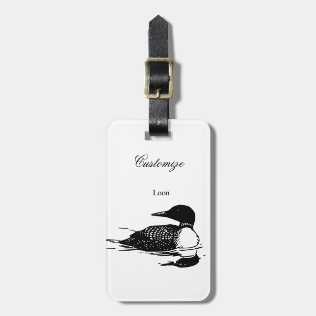 Loon Swimming Bird Art Thunder_Cove Luggage Tag (Front Vertical)