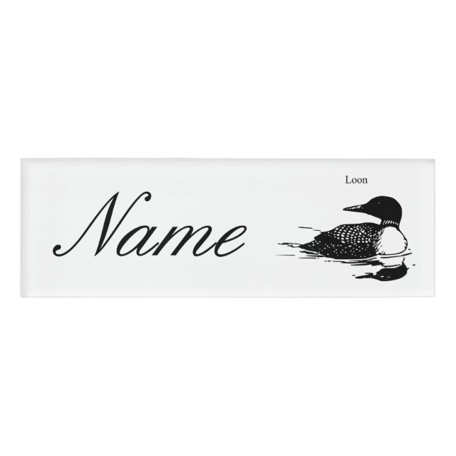 Loon Swimming Bird Art Thunder_Cove Name Tag (Front)
