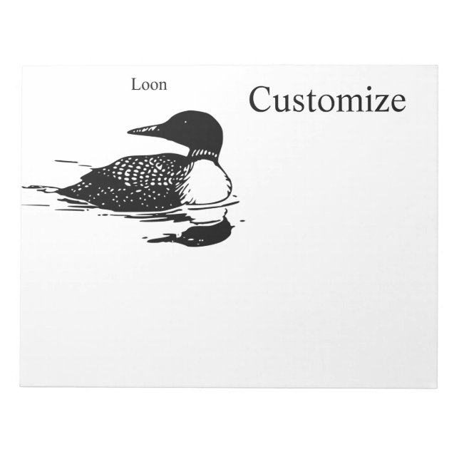 Loon Swimming Bird Art Thunder_Cove  Notepad (Front)