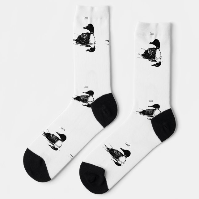 Loon Swimming Bird Art Thunder_Cove Socks (Left)