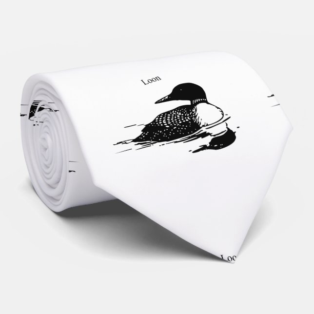 Loon Swimming Bird Art Thunder_Cove Tie (Rolled)