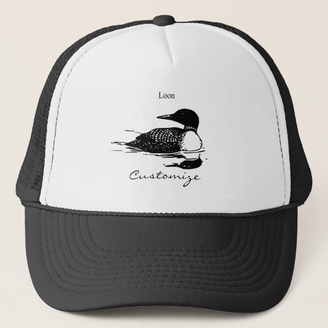 Loon Swimming Bird Art Thunder_Cove Trucker Hat (Front)