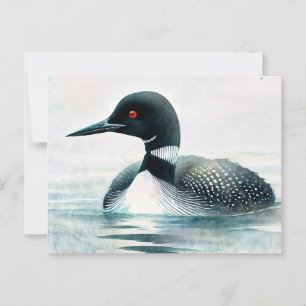 Loon Swimming Watercolor Art Postcard