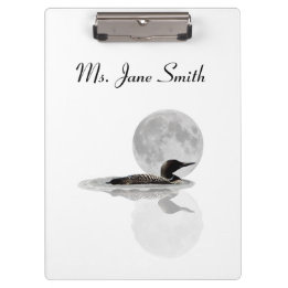 Loon Swims In The Moonlight Clipboard
