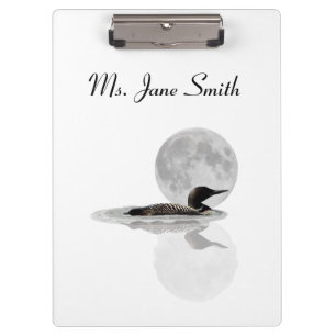 Loon Swims In The Moonlight Clipboard