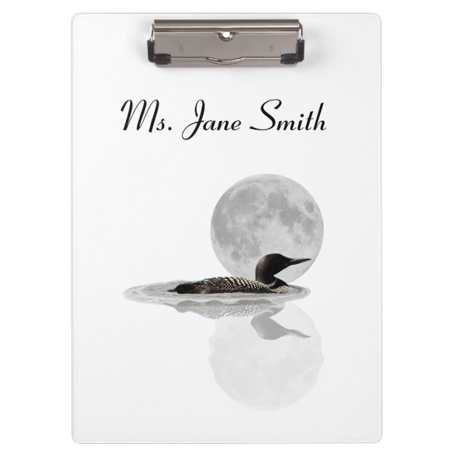 Loon Swims In The Moonlight Clipboard (Front)
