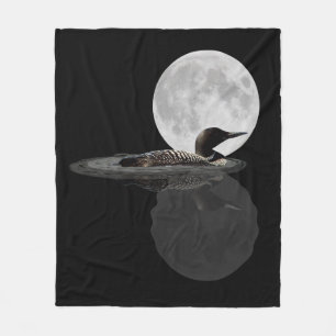 Loon Swims In The Moonlight Fleece Blanket