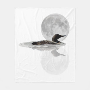 Loon Swims In The Moonlight Fleece Blanket