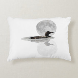 Loon Swims In The Moonlight Throw Pillow