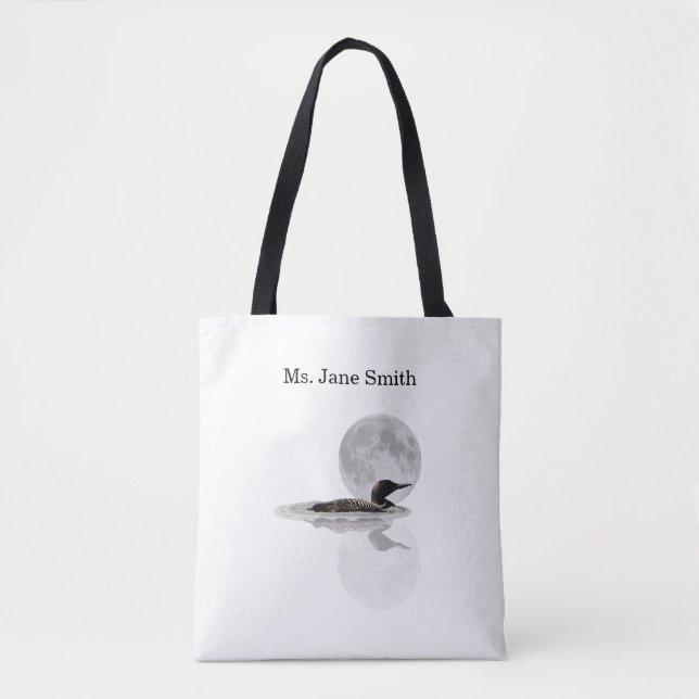 Loon Swims In The Moonlight Tote Bag II (Front)