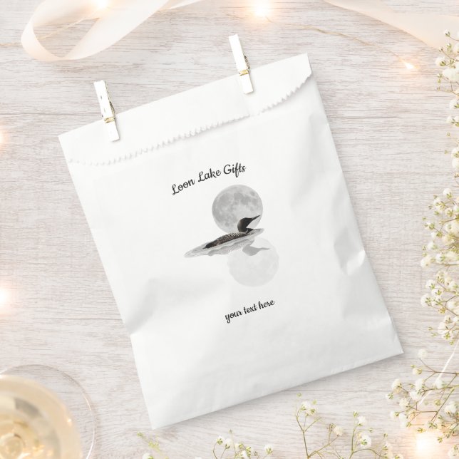Loon Under Full Moon Favour Bags (Clipped)