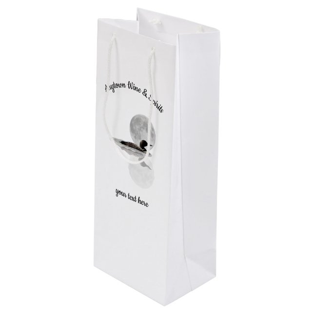 Loon Under Full Moon Wine Gift Bag (Front Angled)