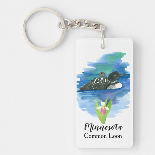 Loon Waterfowl Baby Bird Lady Slipper Key Ring (Front)