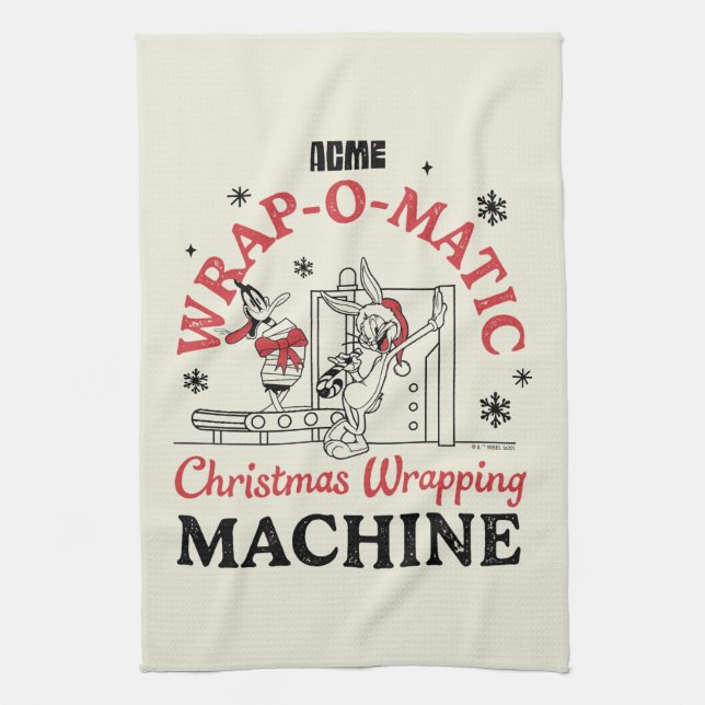 LOONEY TUNES™ | ACME Wrap-O-Matic Wrapping Machine Tea Towel (Vertical)