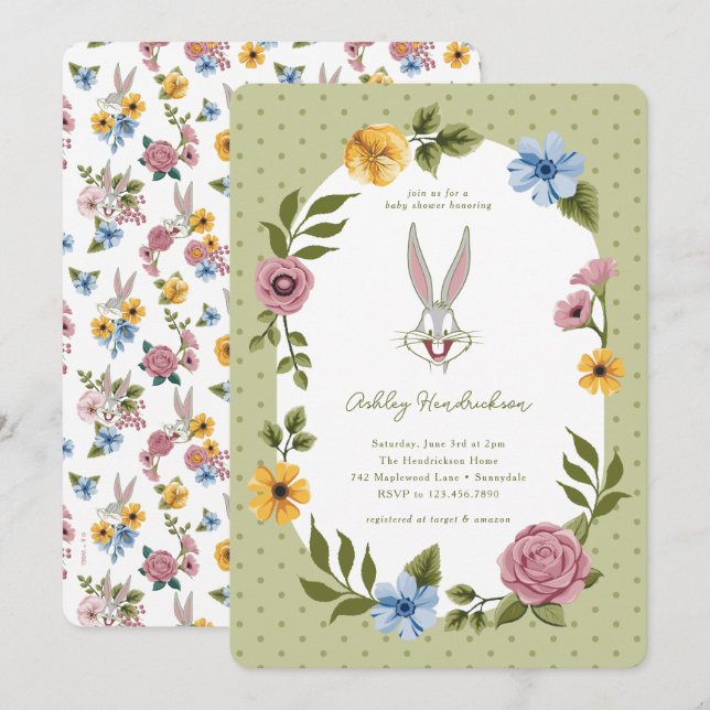LOONEY TUNES™ | BUGS BUNNY™ Floral Baby Shower Invitation (Front/Back)